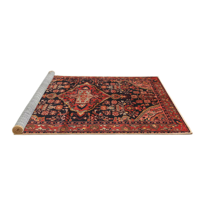 Sideview of Machine Washable Traditional Saffron Red Rug, wshtr613