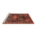 Sideview of Machine Washable Traditional Saffron Red Rug, wshtr613