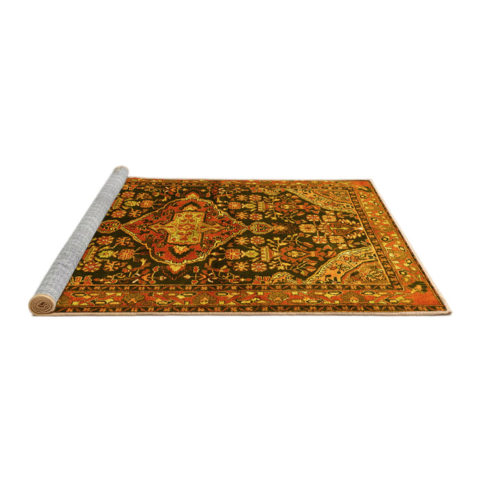 Sideview of Machine Washable Persian Yellow Traditional Rug, wshtr613yw