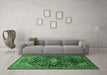 Machine Washable Persian Emerald Green Traditional Area Rugs in a Living Room,, wshtr613emgrn