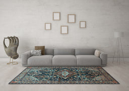 Machine Washable Persian Light Blue Traditional Rug in a Living Room, wshtr613lblu