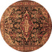 Round Machine Washable Persian Brown Traditional Rug, wshtr613brn