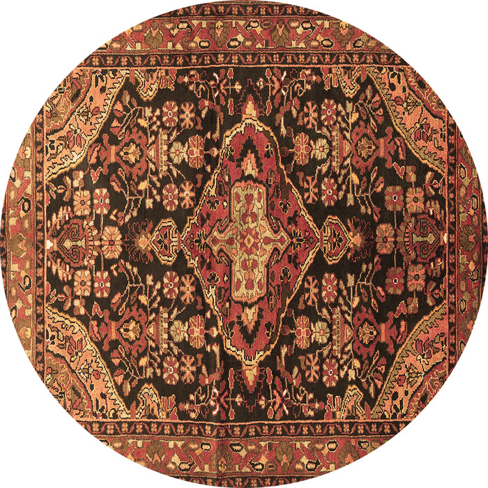 Round Persian Brown Traditional Rug, tr613brn
