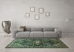 Machine Washable Persian Turquoise Traditional Area Rugs in a Living Room,, wshtr613turq