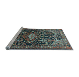 Sideview of Machine Washable Persian Light Blue Traditional Rug, wshtr613lblu