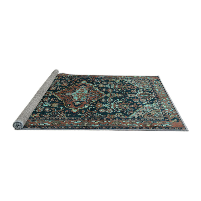Sideview of Machine Washable Persian Light Blue Traditional Rug, wshtr613lblu