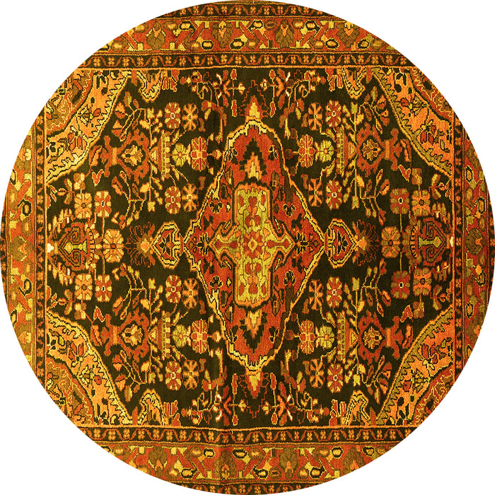 Round Persian Yellow Traditional Rug, tr613yw