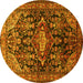 Round Persian Yellow Traditional Rug, tr613yw