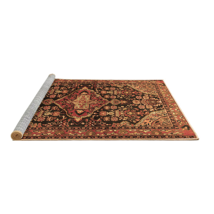 Sideview of Machine Washable Persian Brown Traditional Rug, wshtr613brn
