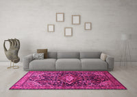 Machine Washable Persian Pink Traditional Rug, wshtr613pnk