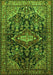 Serging Thickness of Machine Washable Persian Green Traditional Area Rugs, wshtr613grn