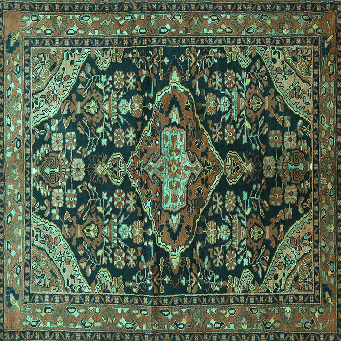 Square Persian Turquoise Traditional Rug, tr613turq