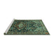 Sideview of Machine Washable Persian Turquoise Traditional Area Rugs, wshtr613turq