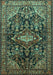 Machine Washable Persian Turquoise Traditional Area Rugs, wshtr613turq