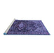 Sideview of Machine Washable Persian Blue Traditional Rug, wshtr613blu