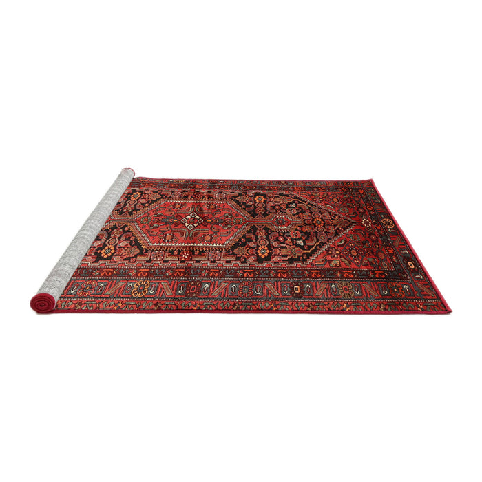 Sideview of Machine Washable Traditional Tomato Red Rug, wshtr614