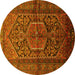 Round Persian Yellow Traditional Rug, tr614yw