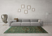 Machine Washable Persian Turquoise Traditional Area Rugs in a Living Room,, wshtr614turq