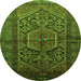 Square Persian Green Traditional Rug, tr614grn
