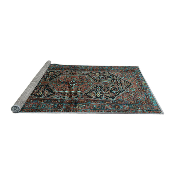 Sideview of Machine Washable Persian Light Blue Traditional Rug, wshtr614lblu