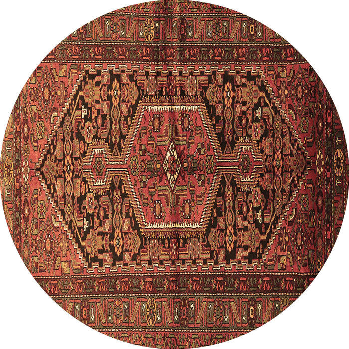 Round Machine Washable Persian Brown Traditional Rug, wshtr614brn