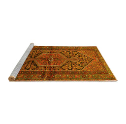 Sideview of Machine Washable Persian Yellow Traditional Rug, wshtr614yw
