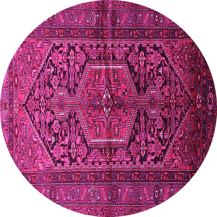 Round Machine Washable Persian Pink Traditional Rug, wshtr614pnk