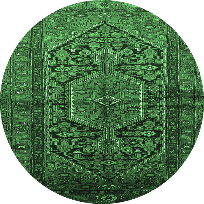 Round Machine Washable Persian Emerald Green Traditional Area Rugs, wshtr614emgrn