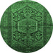 Round Machine Washable Persian Emerald Green Traditional Area Rugs, wshtr614emgrn