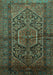 Machine Washable Persian Turquoise Traditional Area Rugs, wshtr614turq