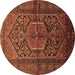Round Persian Brown Traditional Rug, tr614brn