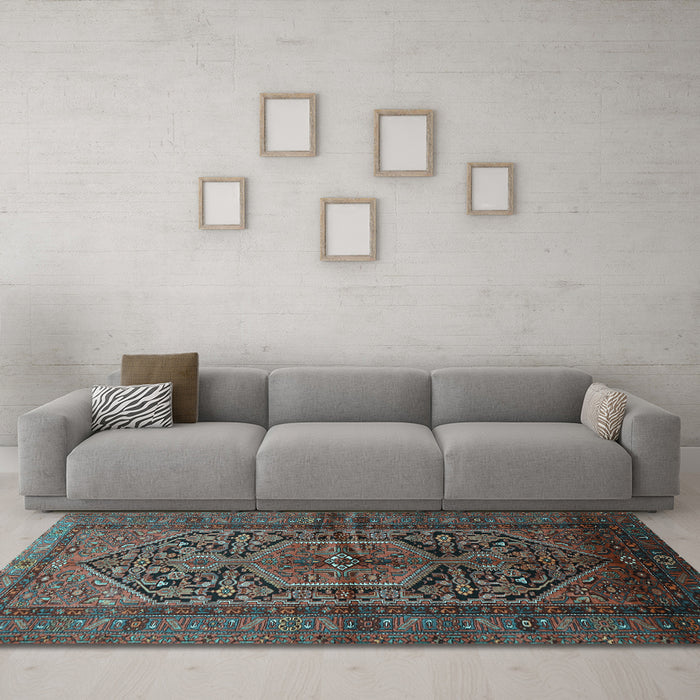 Machine Washable Persian Light Blue Traditional Rug in a Living Room, wshtr614lblu