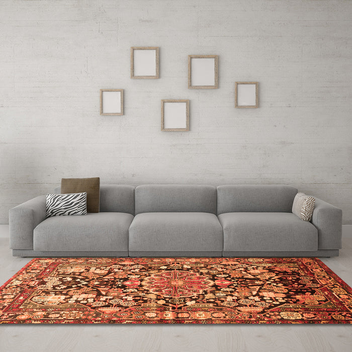 Machine Washable Animal Orange Traditional Area Rugs in a Living Room, wshtr615org