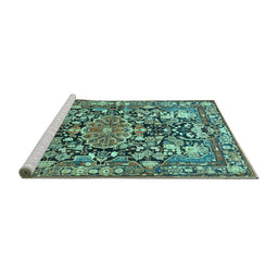 Sideview of Machine Washable Animal Turquoise Traditional Area Rugs, wshtr615turq
