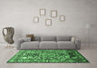 Machine Washable Animal Emerald Green Traditional Area Rugs in a Living Room,, wshtr615emgrn