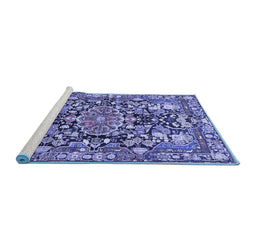 Sideview of Machine Washable Animal Blue Traditional Rug, wshtr615blu
