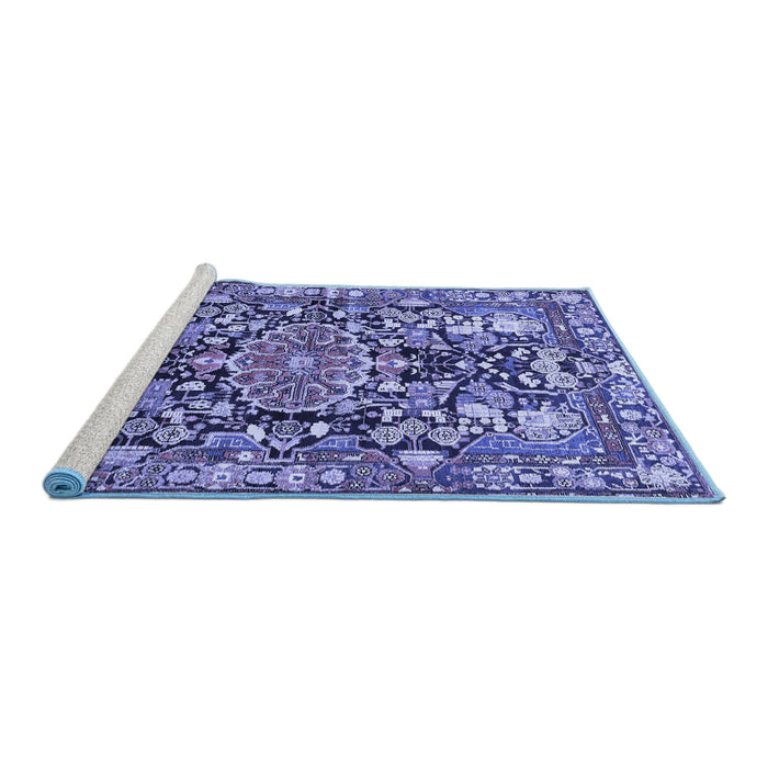 Sideview of Machine Washable Animal Blue Traditional Rug, wshtr615blu
