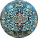 Round Machine Washable Animal Light Blue Traditional Rug, wshtr615lblu