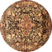 Round Animal Brown Traditional Rug, tr615brn