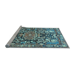 Sideview of Machine Washable Animal Light Blue Traditional Rug, wshtr615lblu