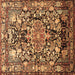 Square Animal Brown Traditional Rug, tr615brn