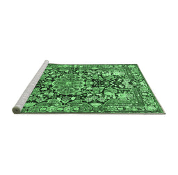 Sideview of Machine Washable Animal Emerald Green Traditional Area Rugs, wshtr615emgrn