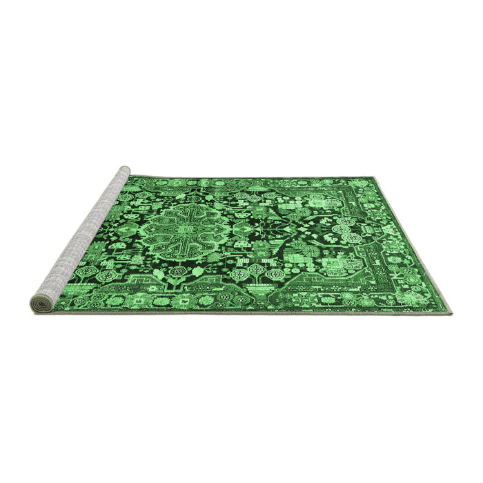 Sideview of Machine Washable Animal Emerald Green Traditional Area Rugs, wshtr615emgrn