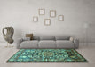 Machine Washable Animal Turquoise Traditional Area Rugs in a Living Room,, wshtr615turq