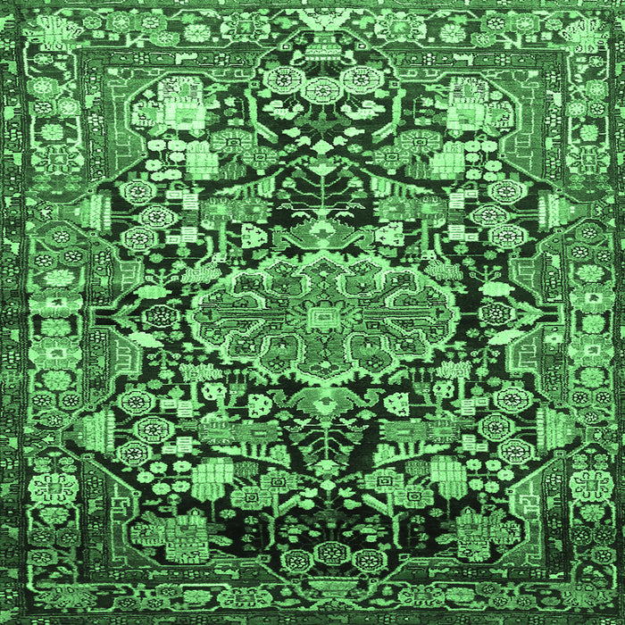 Square Machine Washable Animal Emerald Green Traditional Area Rugs, wshtr615emgrn