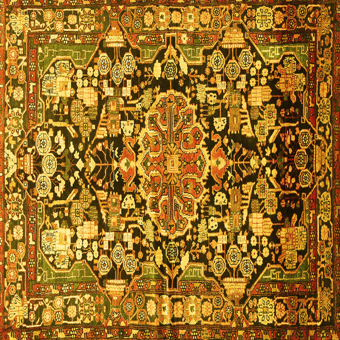 Square Animal Yellow Traditional Rug, tr615yw
