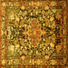 Square Animal Yellow Traditional Rug, tr615yw