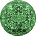 Round Animal Emerald Green Traditional Rug, tr615emgrn