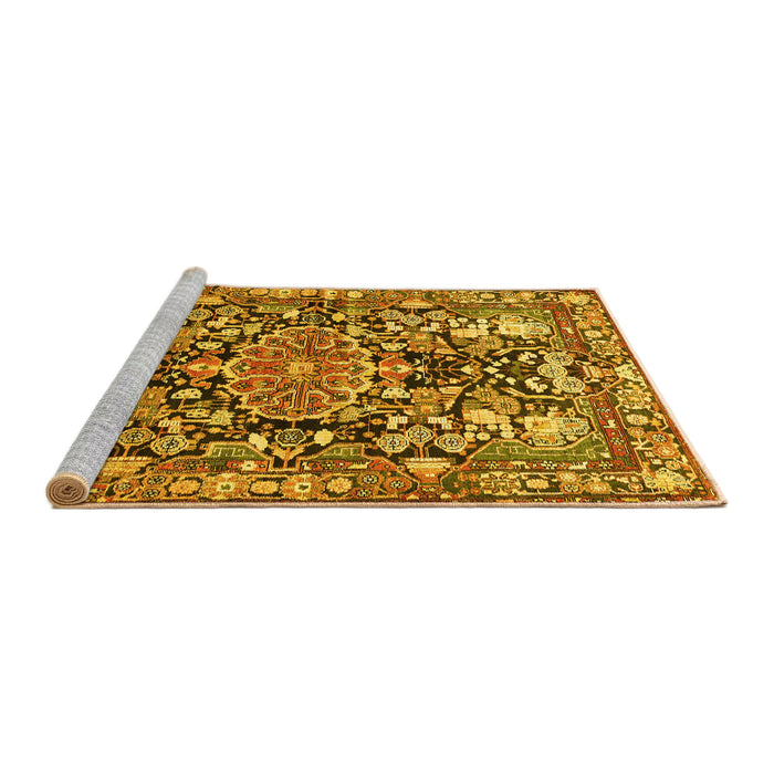 Sideview of Machine Washable Animal Yellow Traditional Rug, wshtr615yw