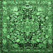 Square Animal Emerald Green Traditional Rug, tr615emgrn